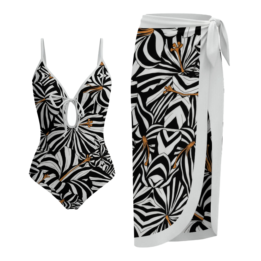 Women's Zebriscus One-Piece Swimsuit with Skirt