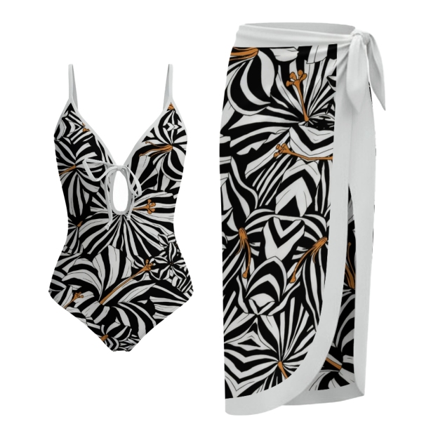 Women's Zebriscus One-Piece Swimsuit with Skirt