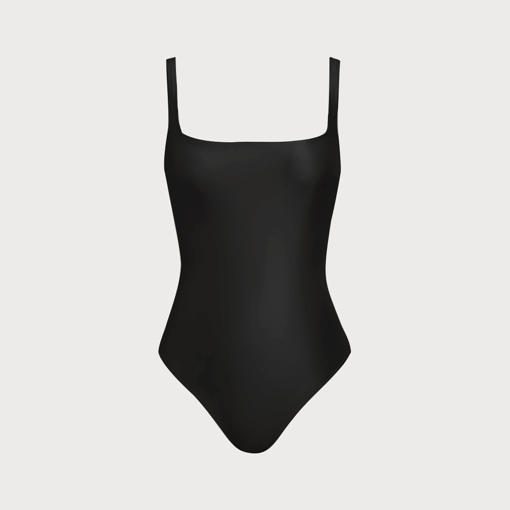 Minimalist One Piece Swimsuit with Crossback Straps and Mesh Detail