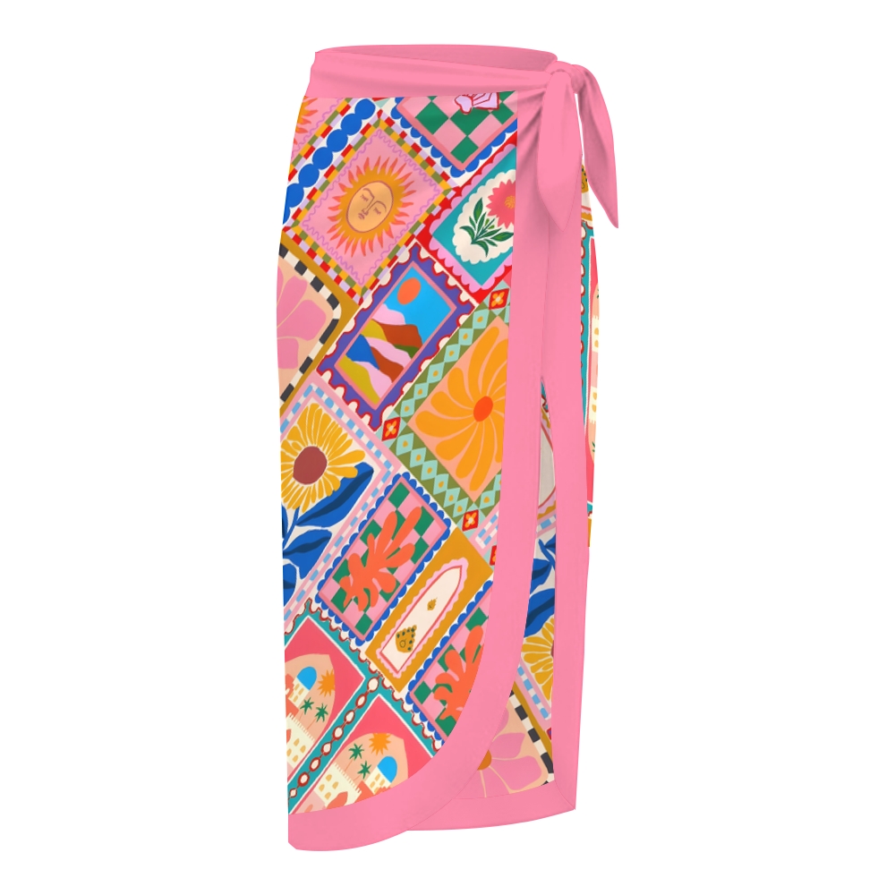 Women's Tropical Mosaic One-Piece Swimsuit with Skirt