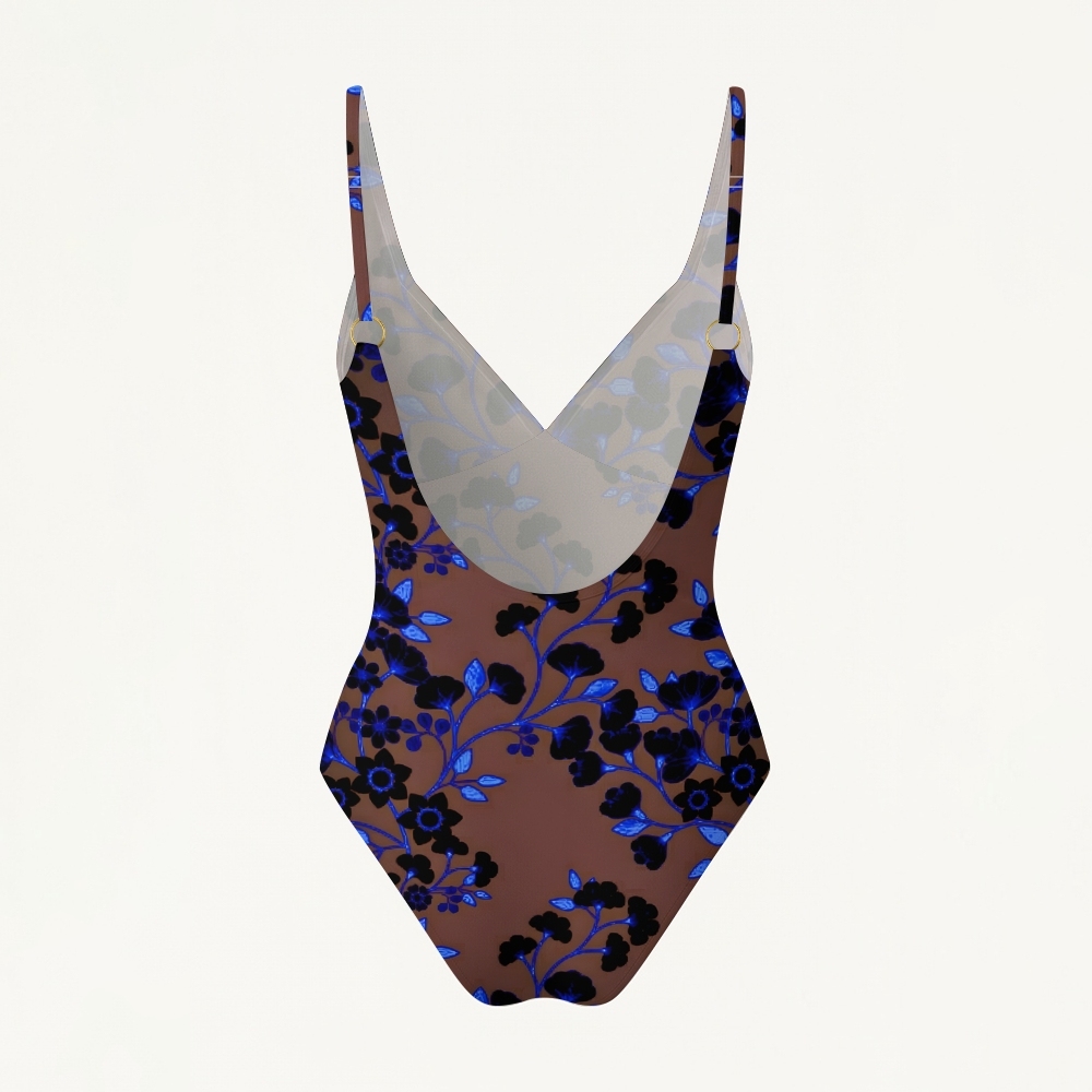 Women's Nocturne Bloom Plunging V-Back One-Piece Swimsuit
