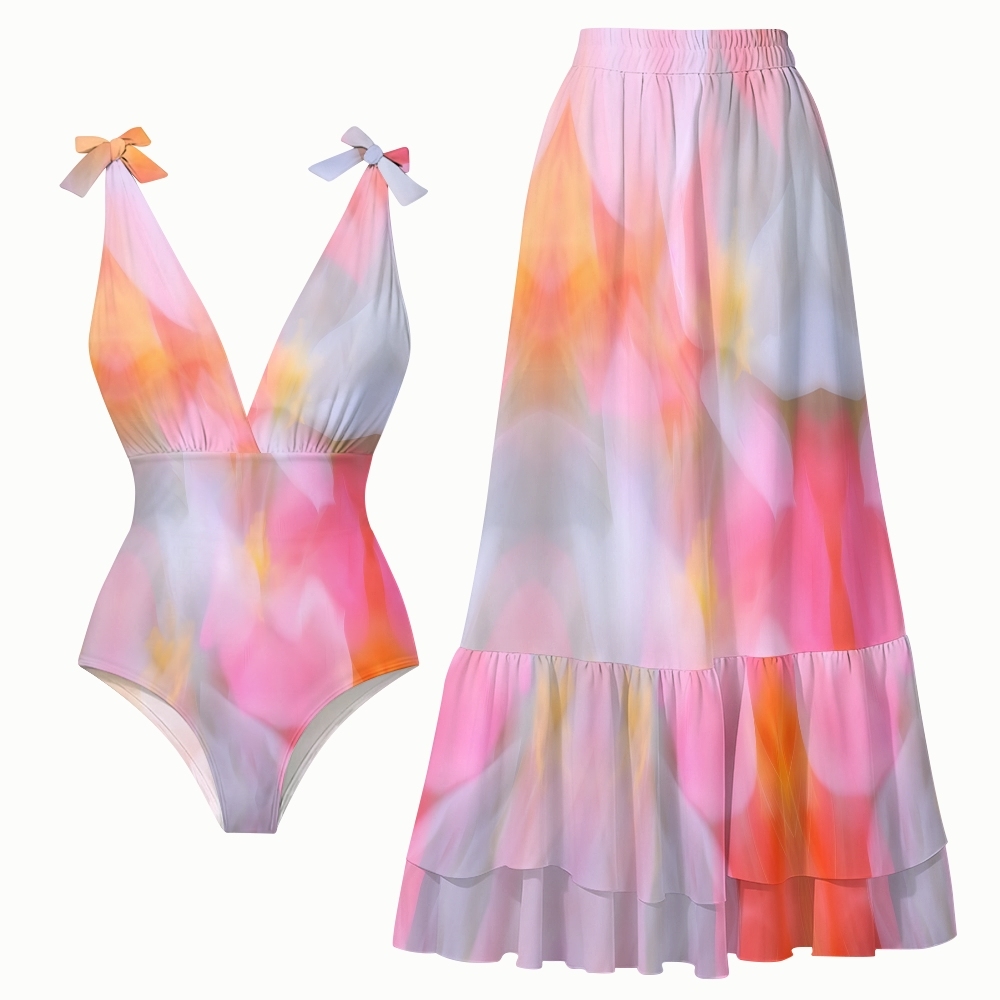 Women's Petal Mist One-Piece Swimsuit with Skirt