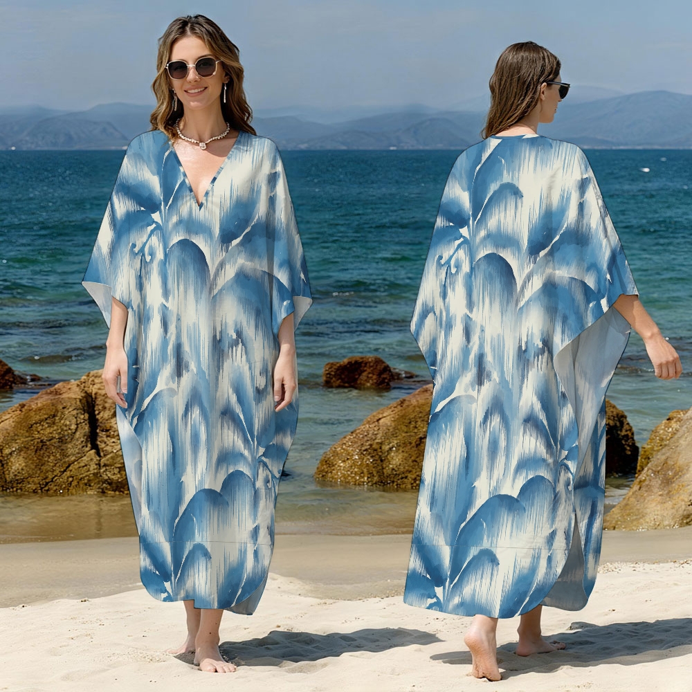 Abstract Watercolor Kaftan Cover-up 