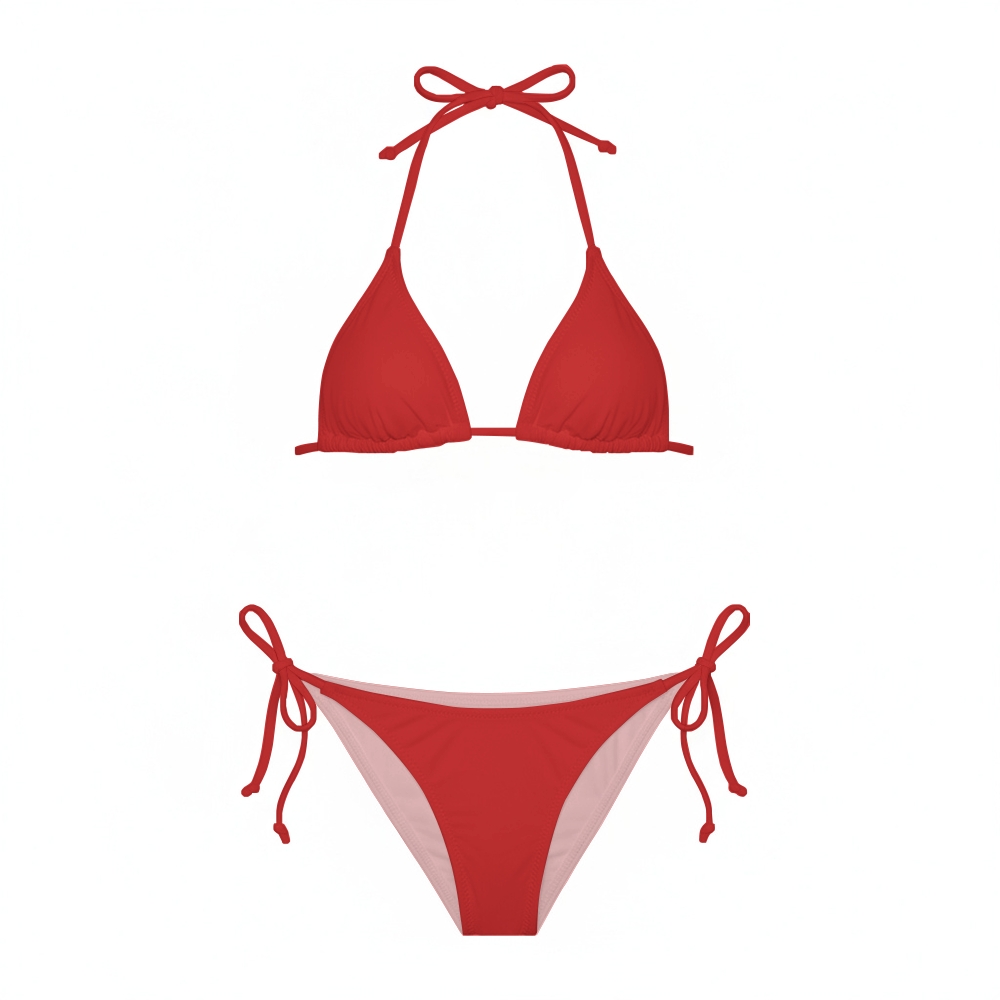 Classic Sexy Pink Color Bikini with Triangle Top and Low Rise Bottom