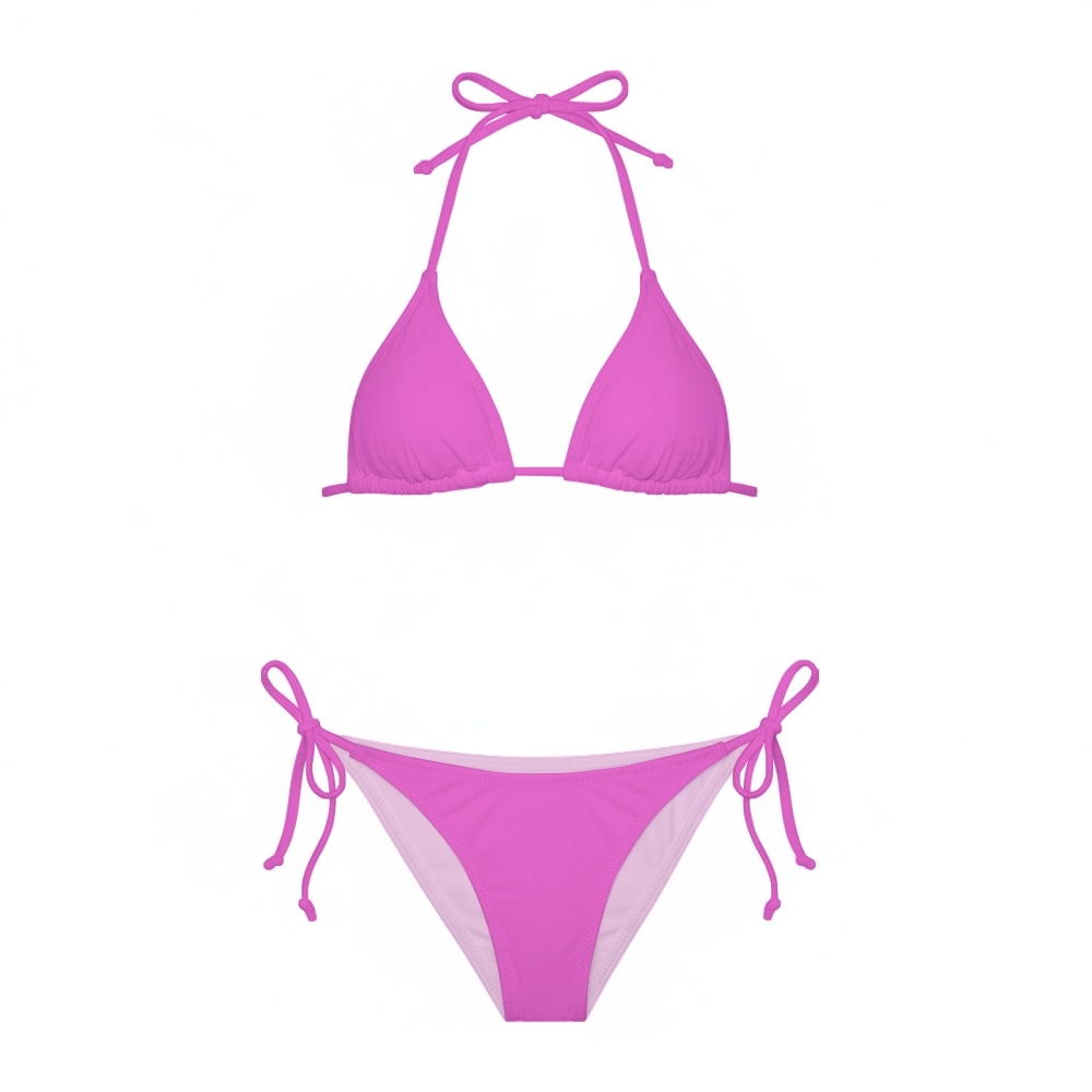 Classic Sexy Pink Color Bikini with Triangle Top and Low Rise Bottom