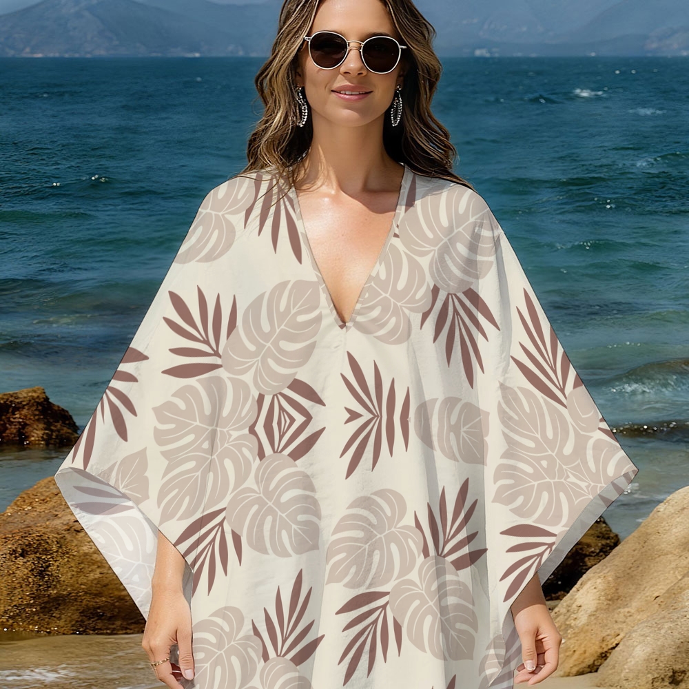 Monstera Leaf Kaftan Cover-up