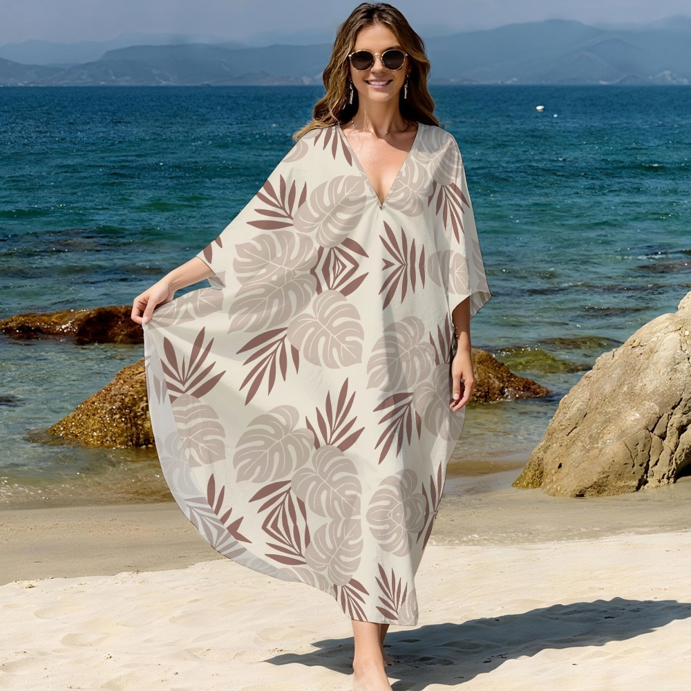 Monstera Leaf Kaftan Cover-up