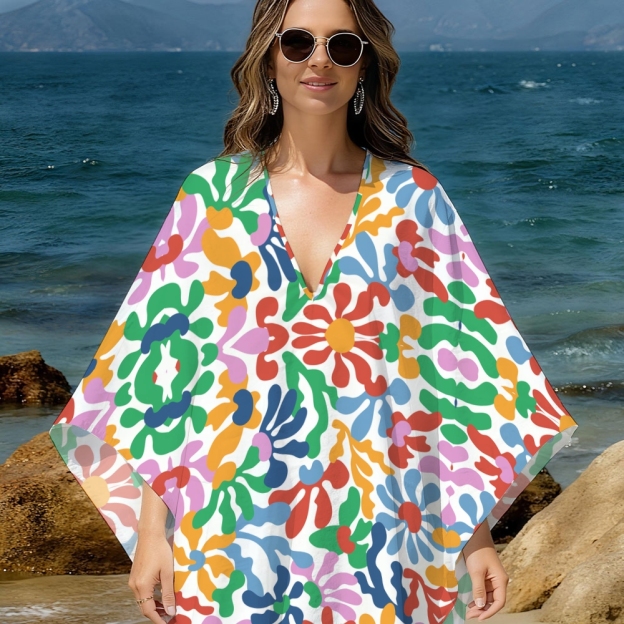Colorful Floral Kaftan Cover-up