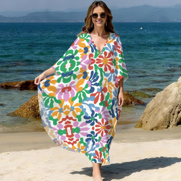Colorful Floral Kaftan Cover-up