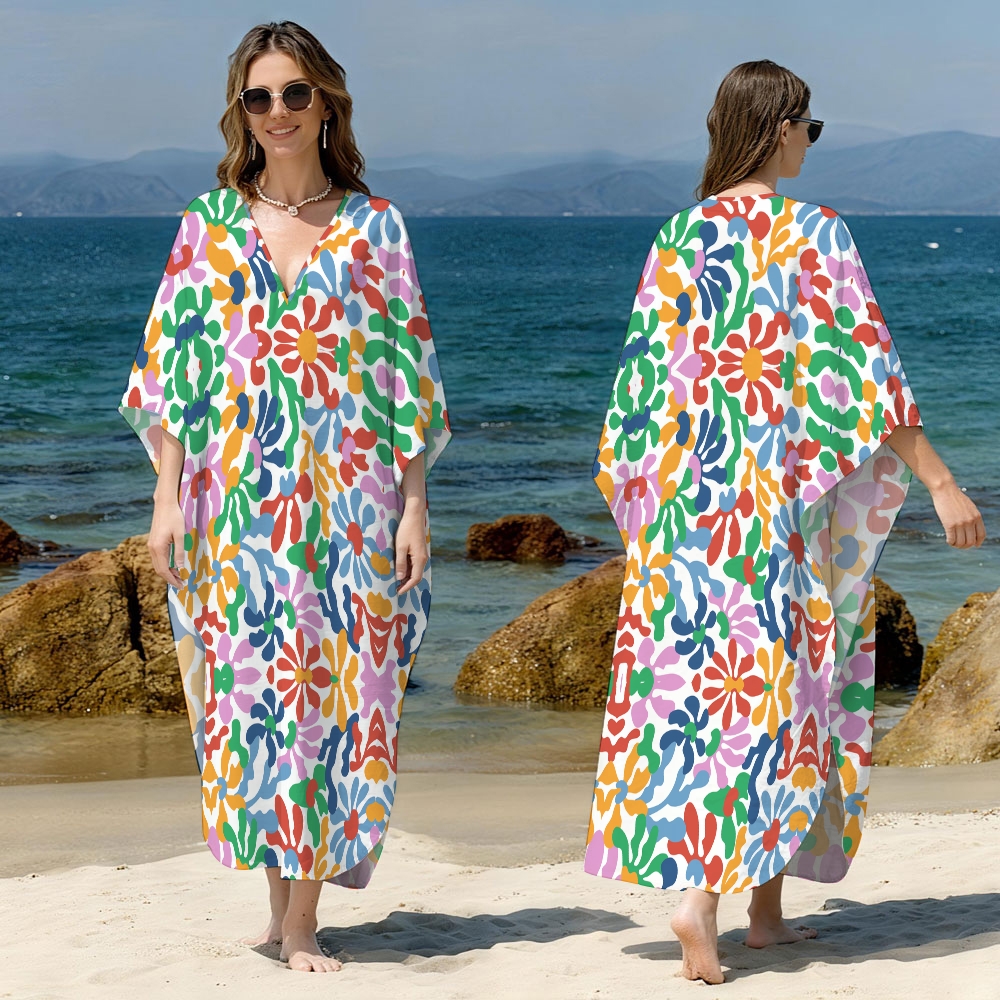 Colorful Floral Kaftan Cover-up
