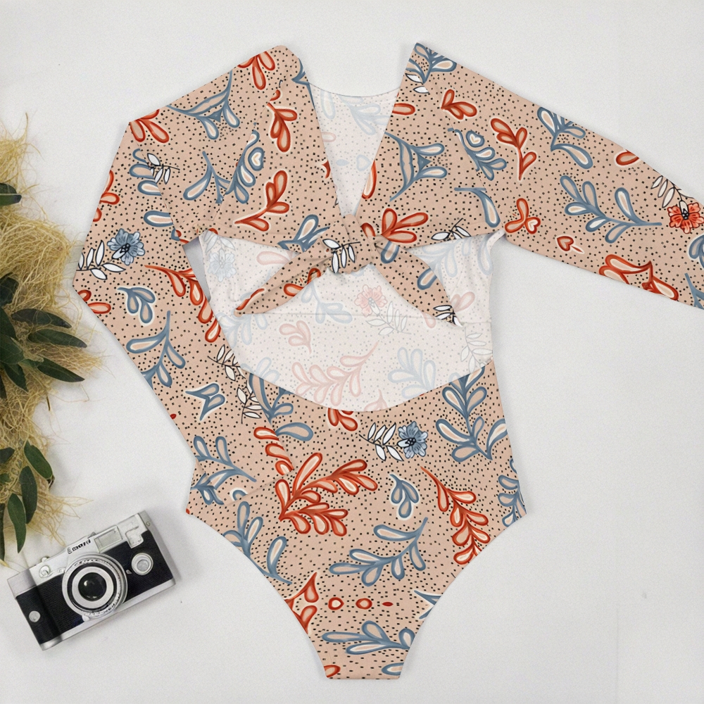 Women's Leaf And Dot One-Piece Swimsuit