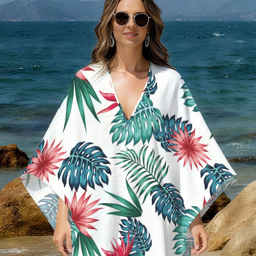 Floral Leaf Kaftan Cover-up