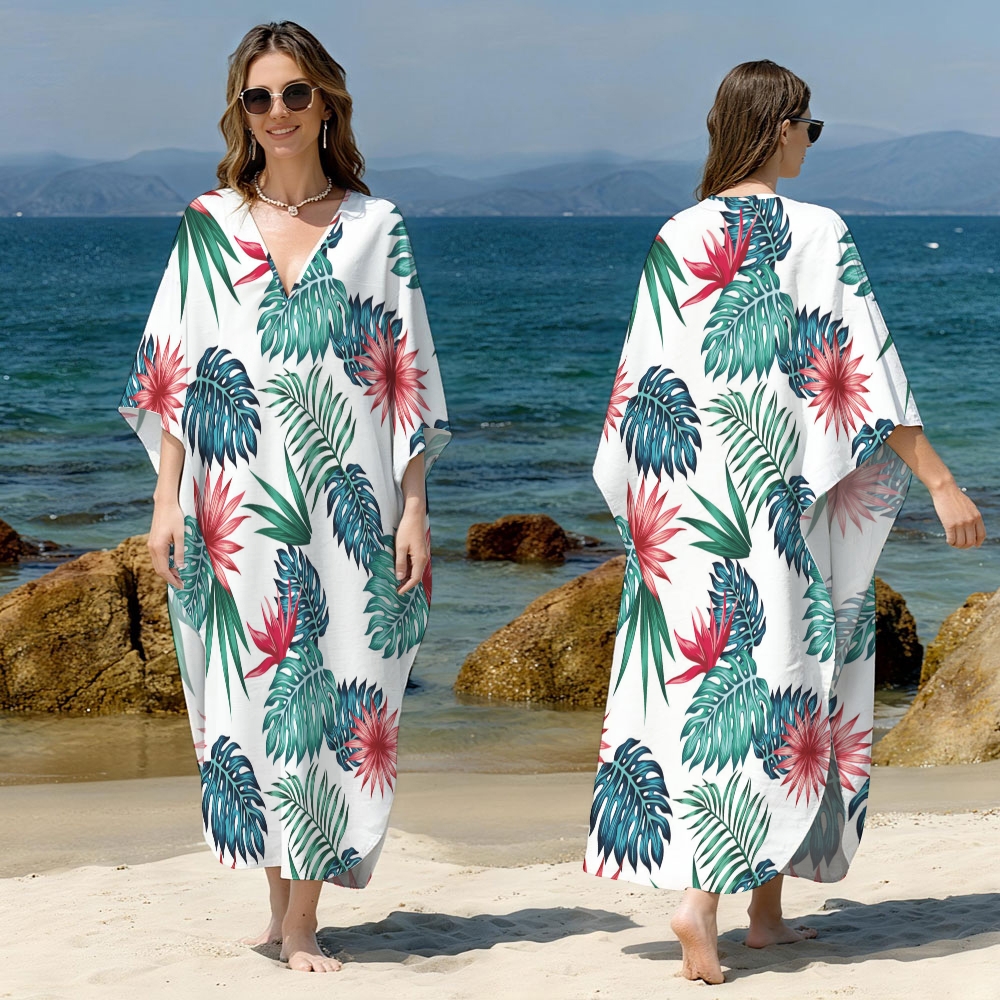 Floral Leaf Kaftan Cover-up
