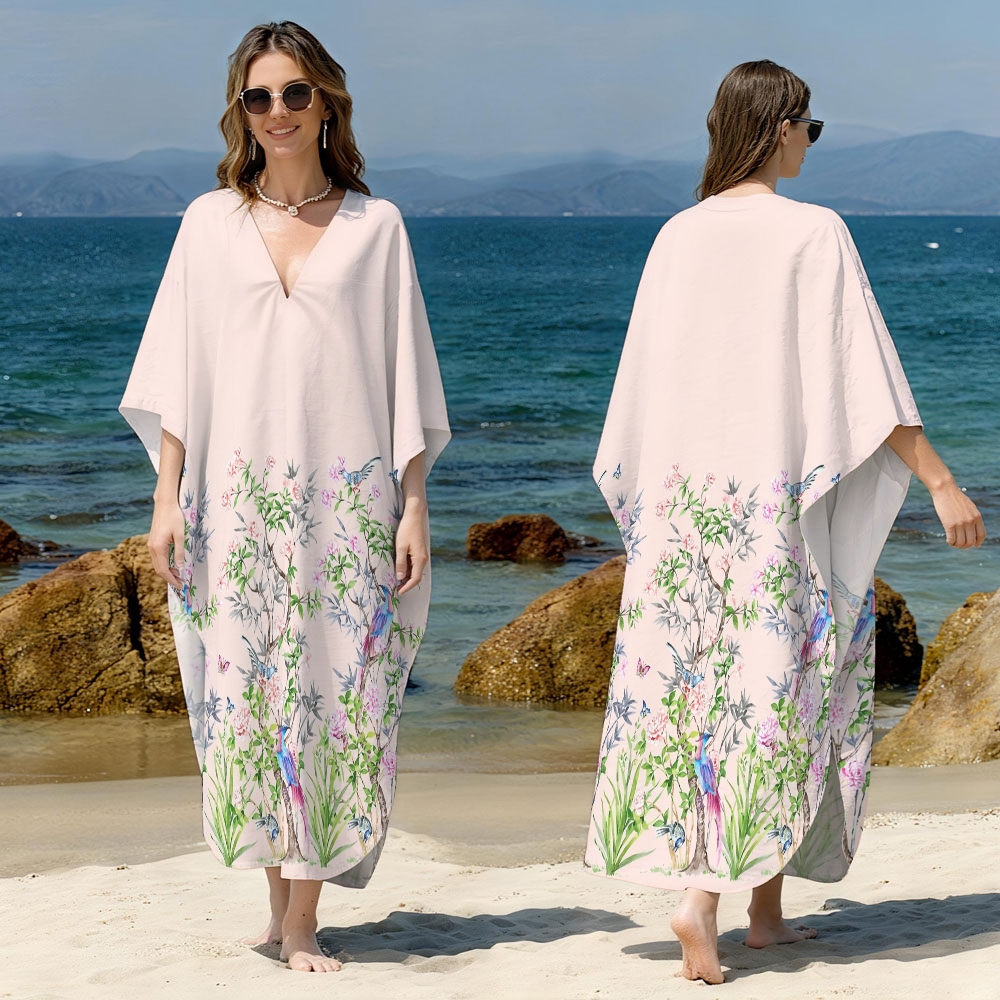 Birds & Butterflies Kaftan Cover-up