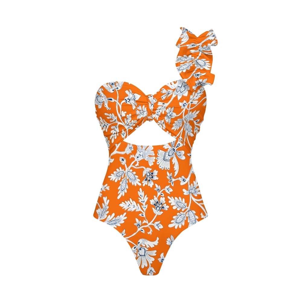 Women's Stunning Stippling Print One-Piece Swimsuit with Skirt