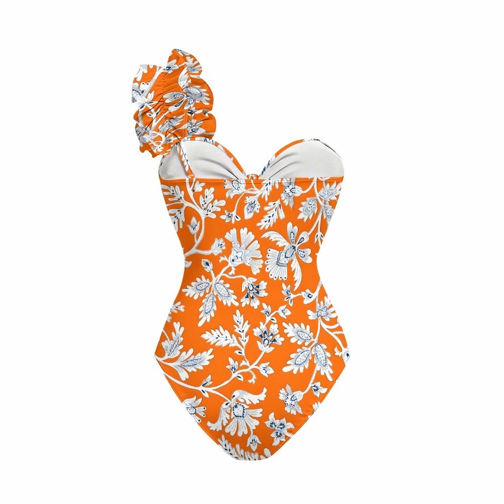 Women's Stunning Stippling Print One-Piece Swimsuit with Skirt