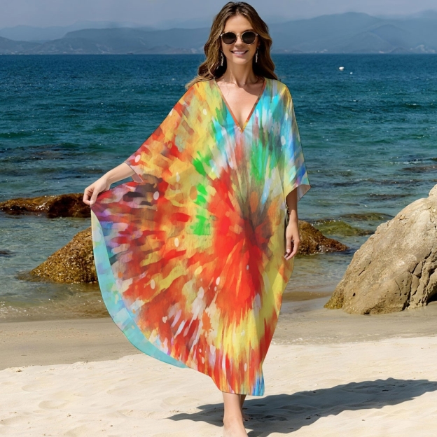 Multicolor Tie-dye Kaftan Cover-up