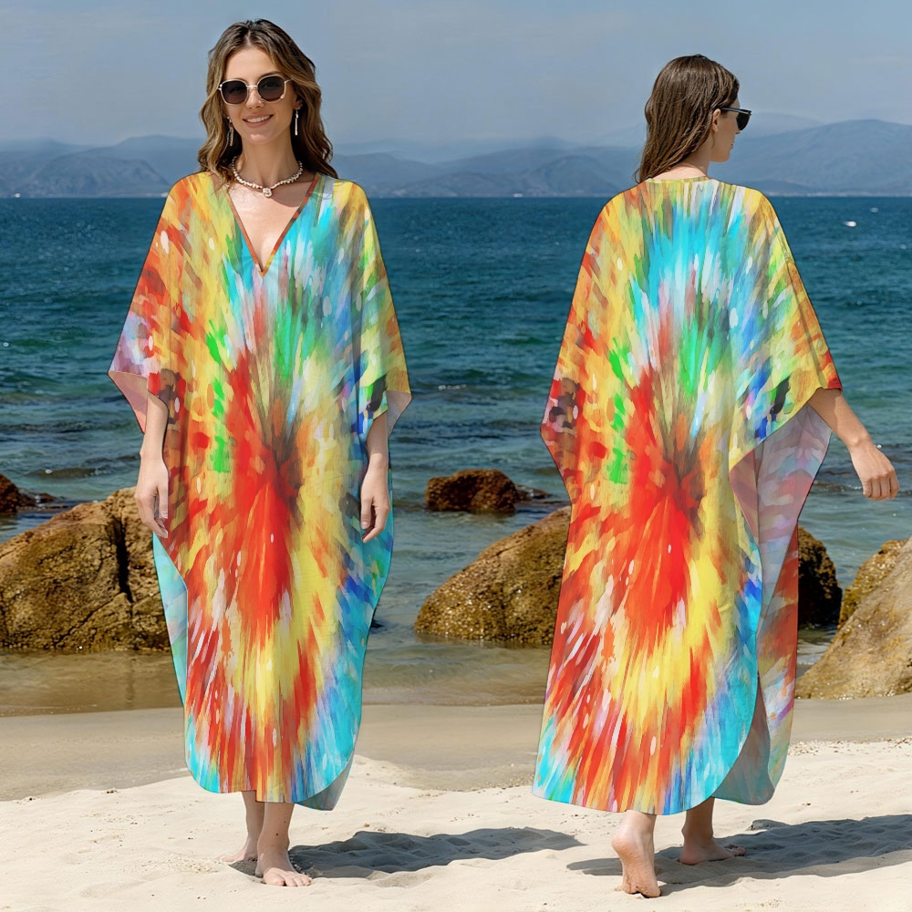 Multicolor Tie-dye Kaftan Cover-up