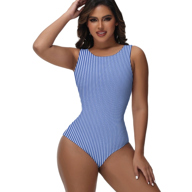 Women's Blue Stripe One-Piece Swimsuit