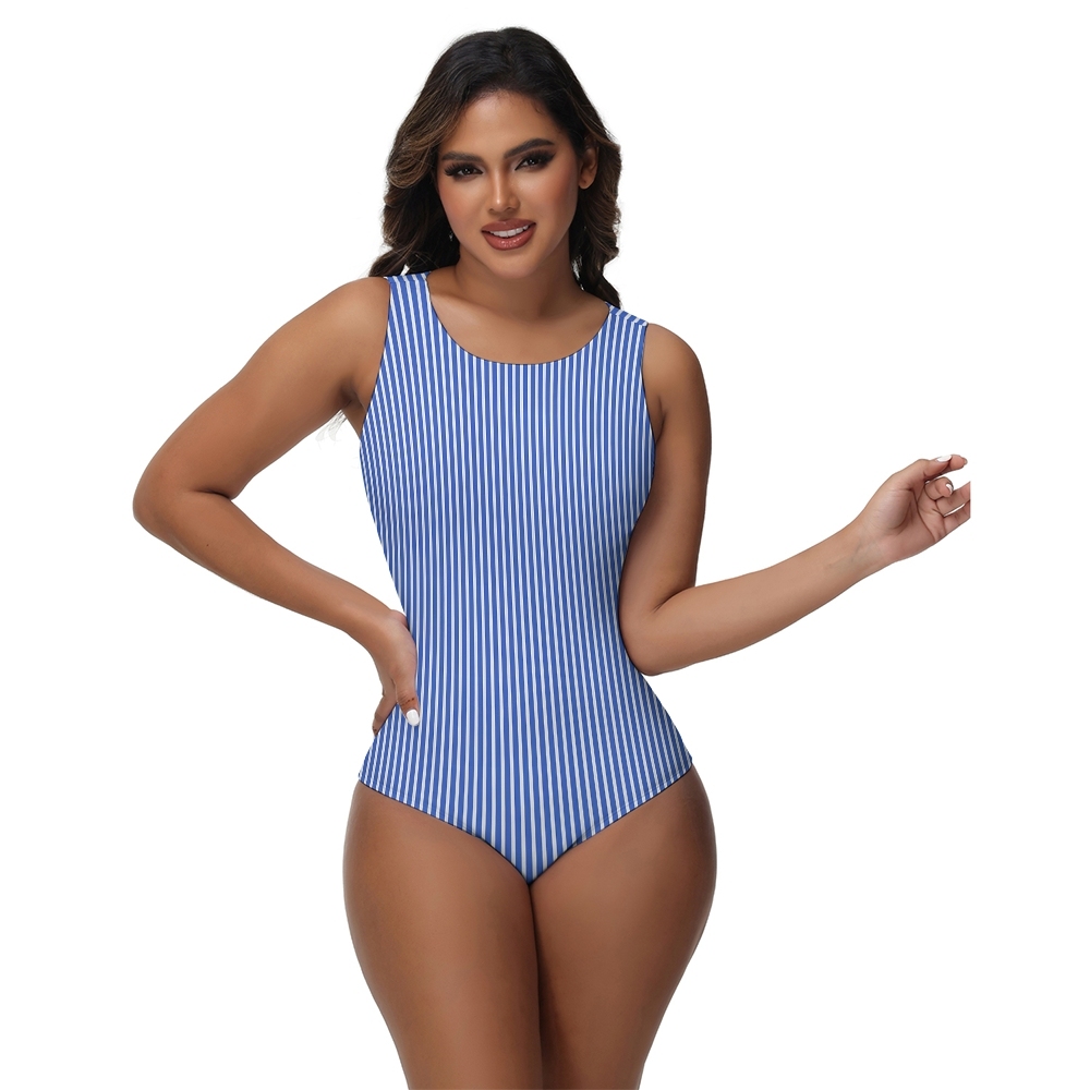 Women's Blue Stripe One-Piece Swimsuit