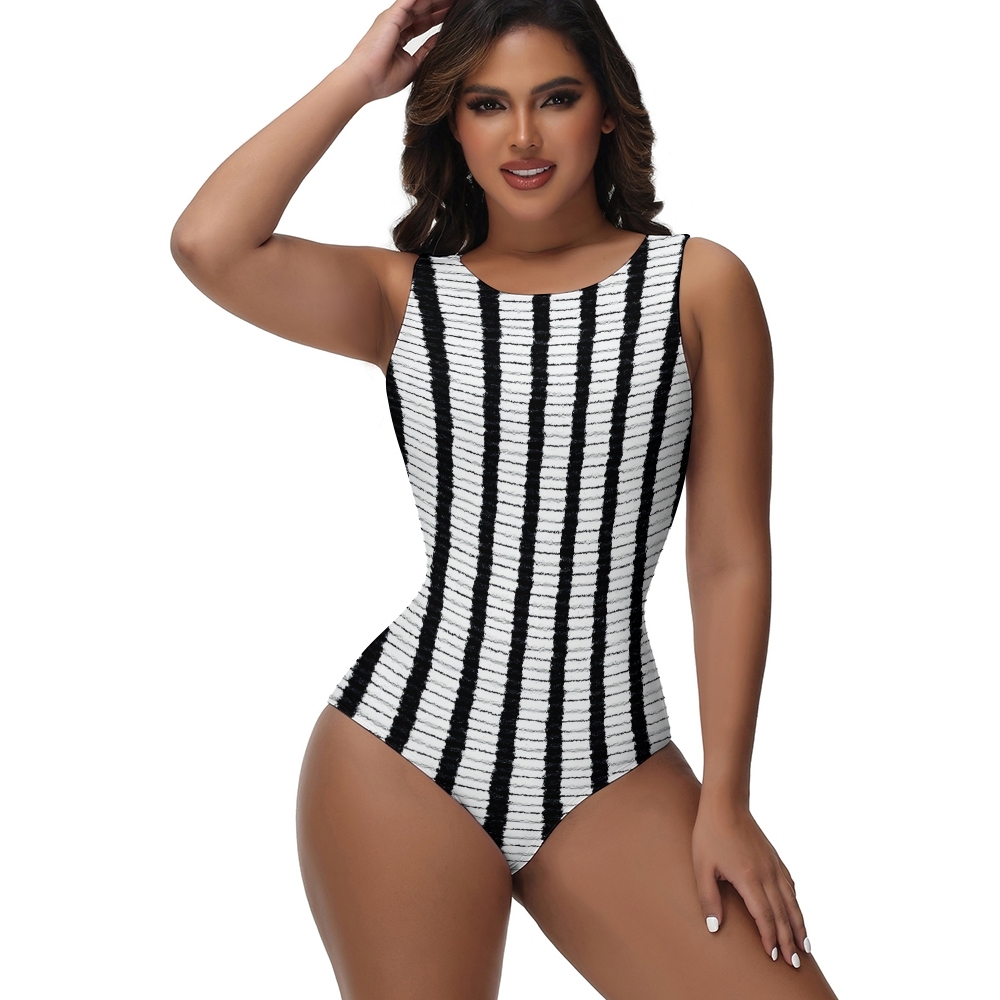 Women's Striped Color-Block One-Piece Swimsuit