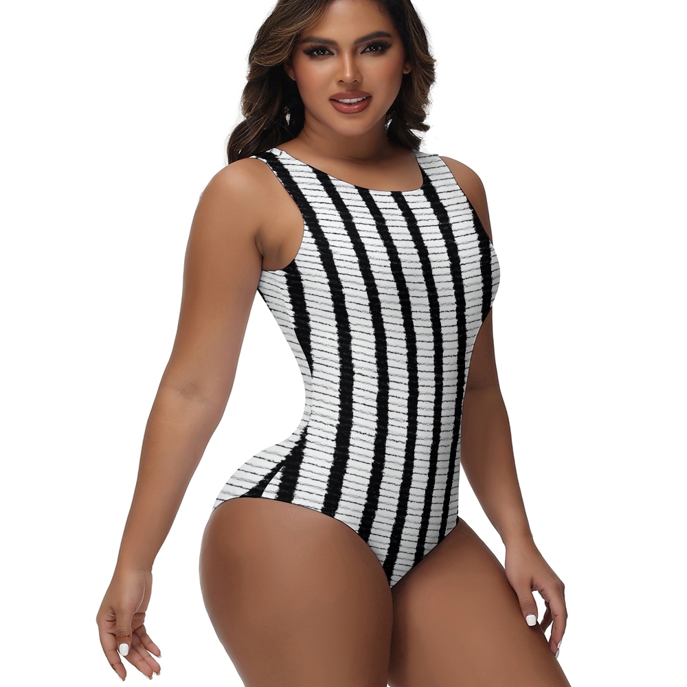Women's Striped Color-Block One-Piece Swimsuit