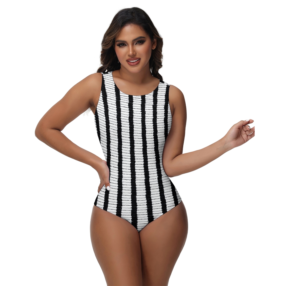 Women's Striped Color-Block One-Piece Swimsuit