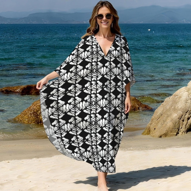 Feather Leaf Kaftan Cover-up