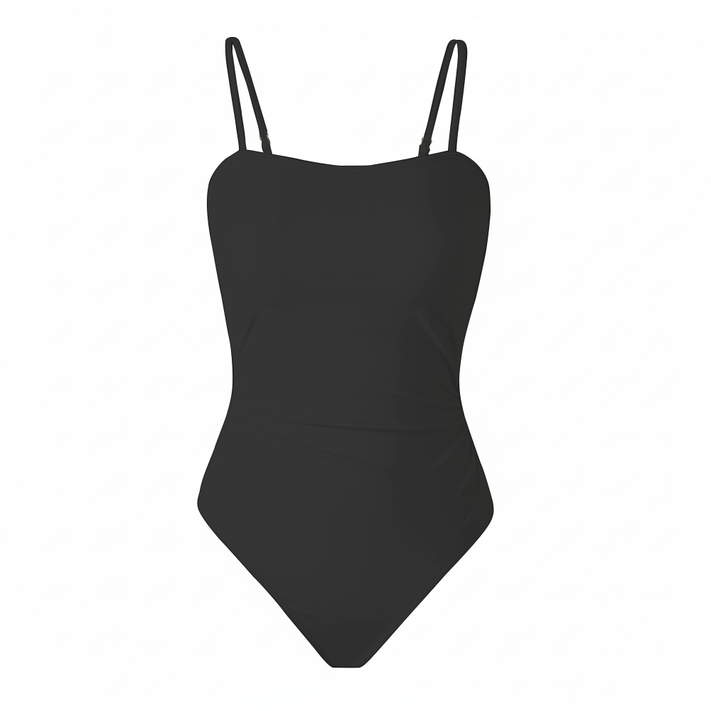 Women's  Black Spaghetti Strap One-Piece Swimsuit