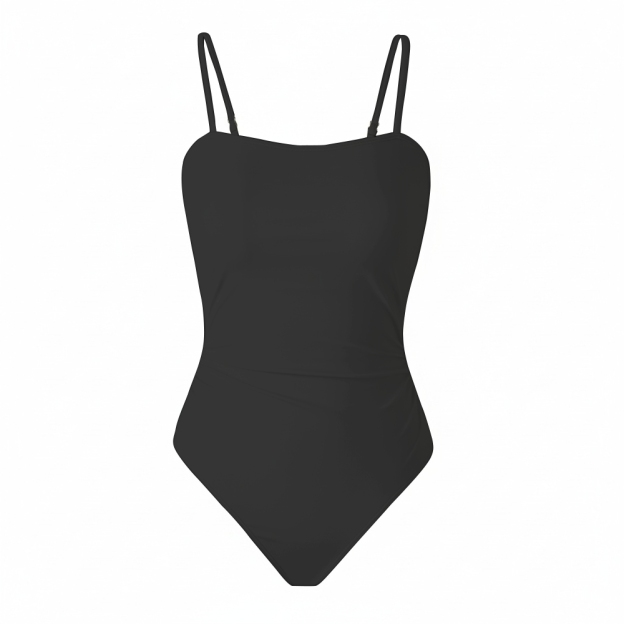 Women's  Black Spaghetti Strap One-Piece Swimsuit
