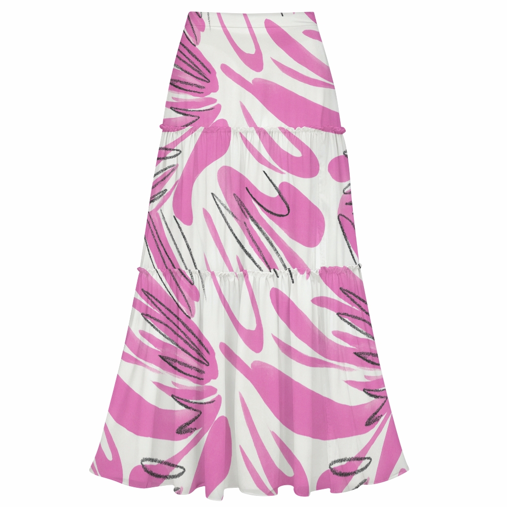 Abstract Print One Piece Swimsuit with Matching Maxi Skirt