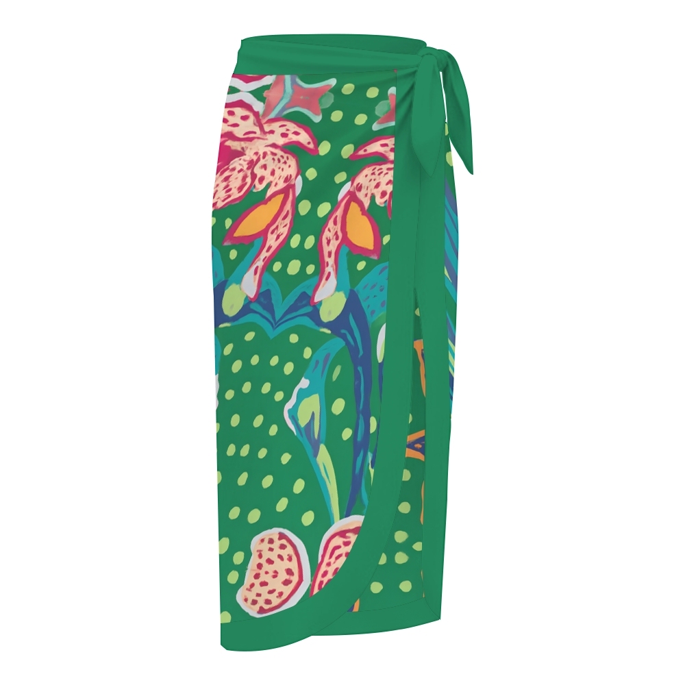 Tropical Floral One Piece Swimsuit with Matching Wrap Skirt