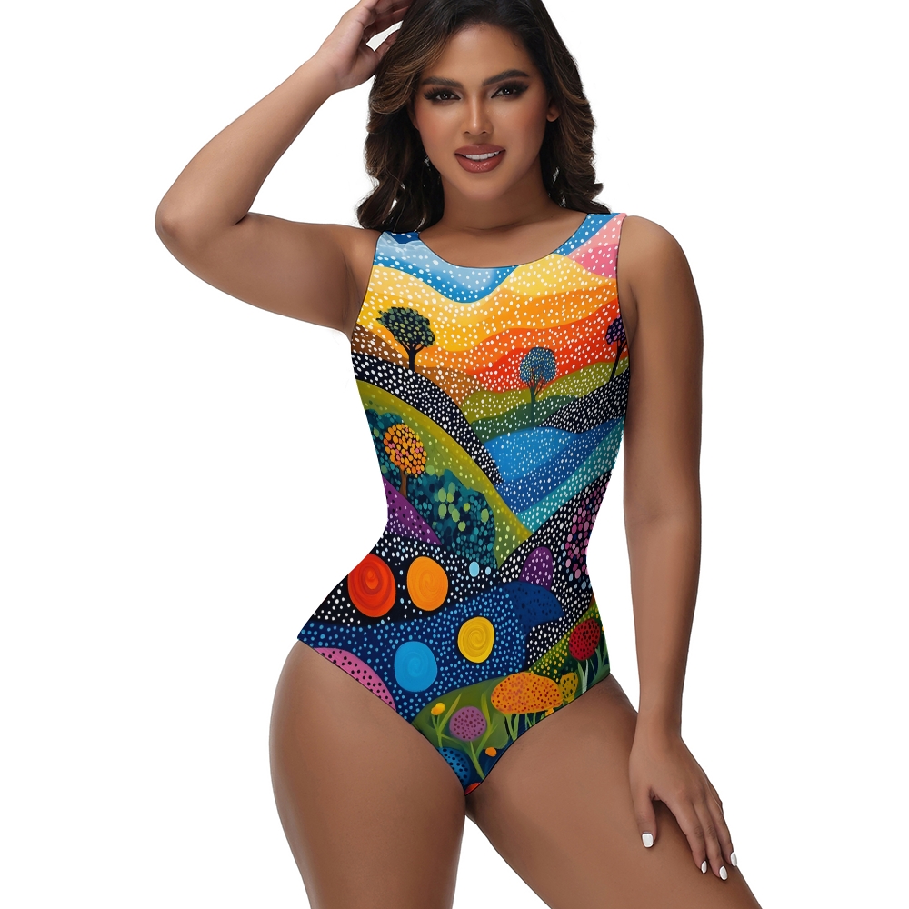 Women's Organic Abstract Art Print One-Piece Swimsuit