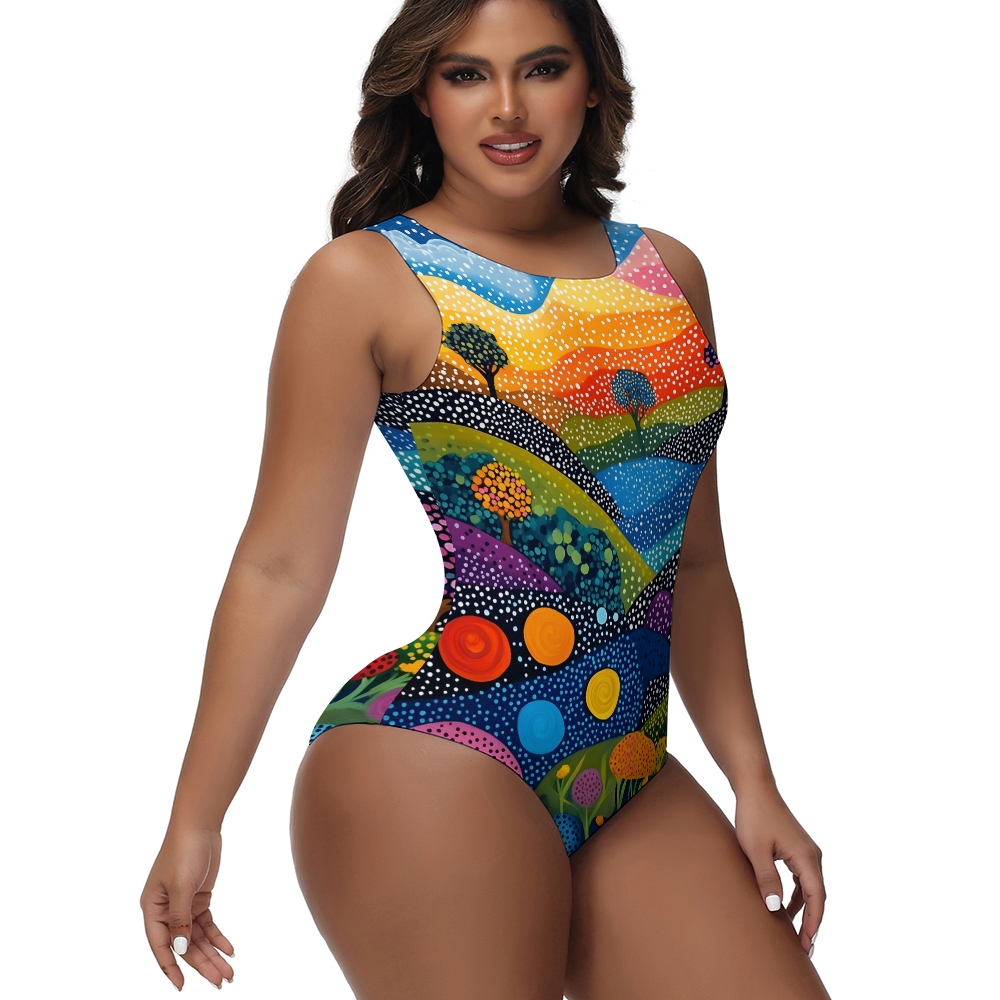 Women's Organic Abstract Art Print One-Piece Swimsuit
