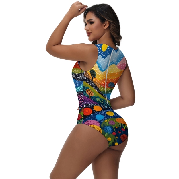 Women's Organic Abstract Art Print One-Piece Swimsuit