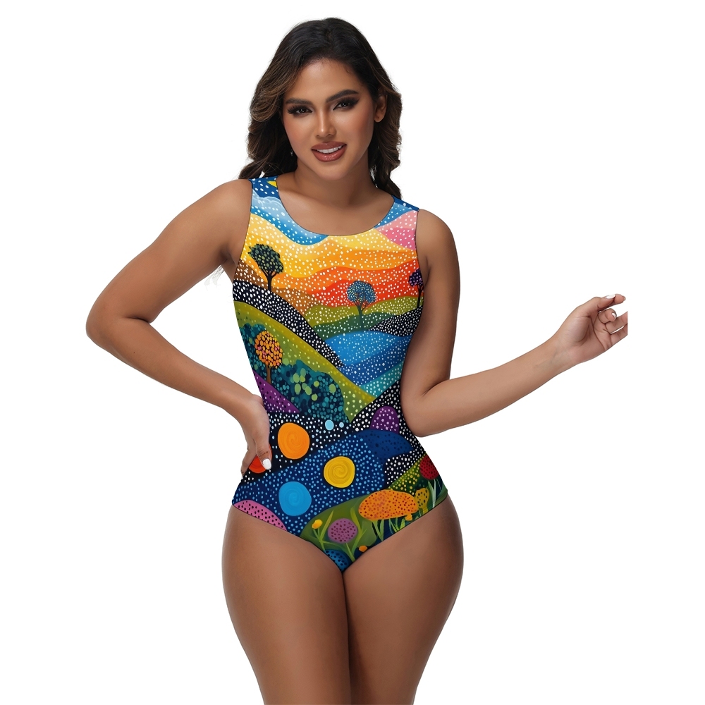Women's Organic Abstract Art Print One-Piece Swimsuit