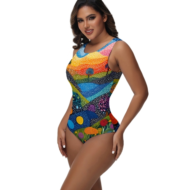 Women's Organic Abstract Art Print One-Piece Swimsuit