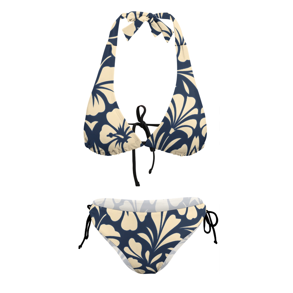 Women's Hibiscus Picking Floral Two-Piece Bikini  Swimsuit