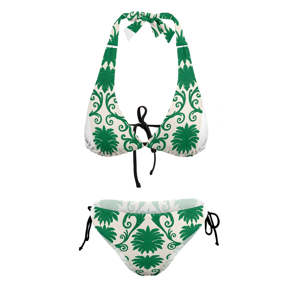 Women's Baroque Leaf Motif Print Two-Piece Bikini  Swimsuit