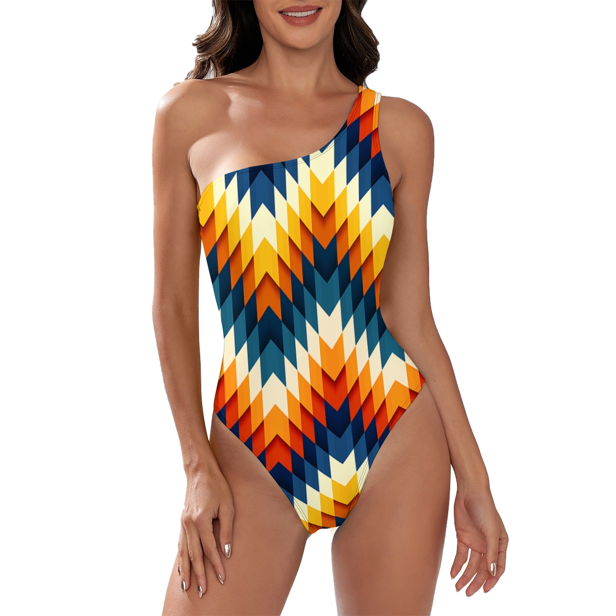 Color-Block Geometric Art One-Piece