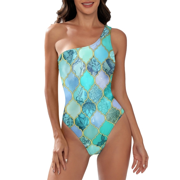 Floral Tile Inspired One-Piece 