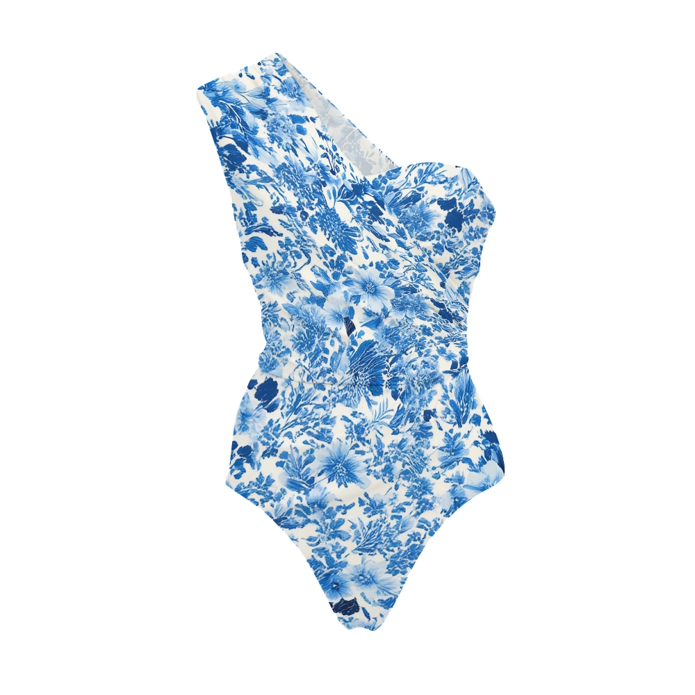 Blue Blossom Print One Piece Set
