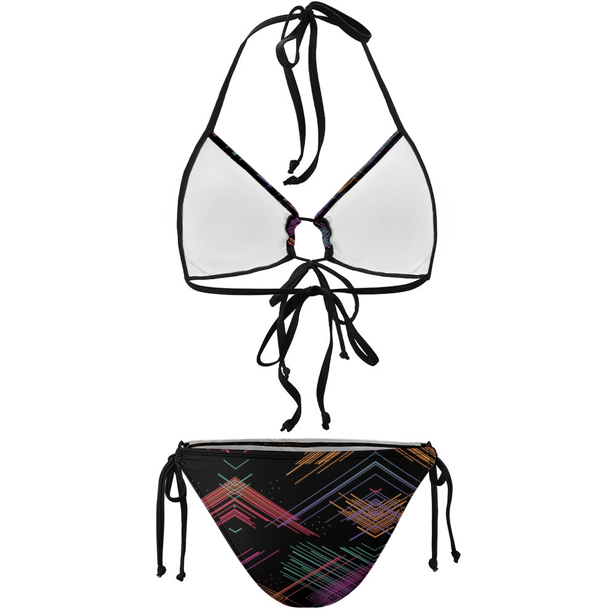 Colorful Stripe Geometric Bikini Set