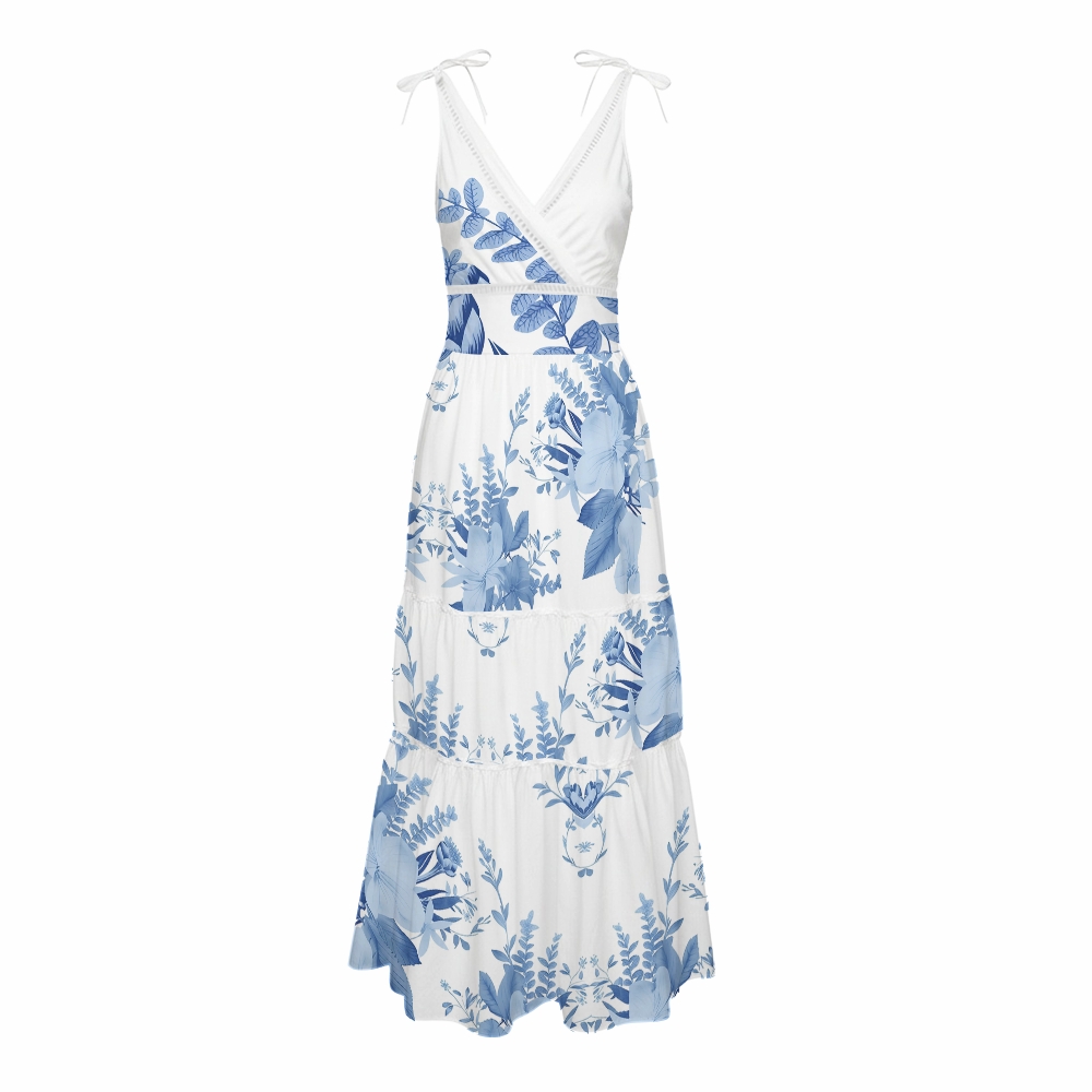 Blossom Print Bowknot One Piece Set