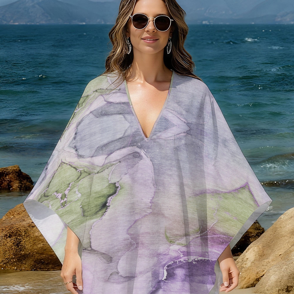 Watercolor Floral Kaftan Cover-up