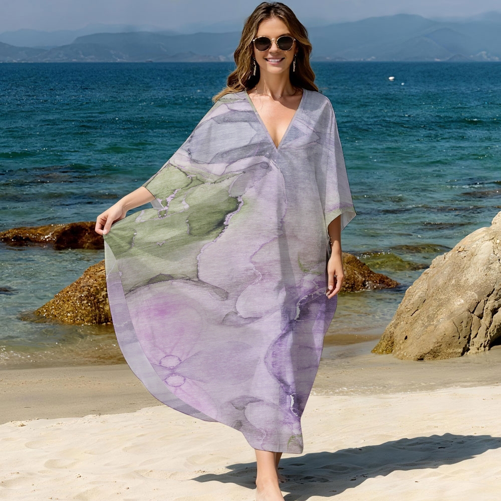 Watercolor Floral Kaftan Cover-up