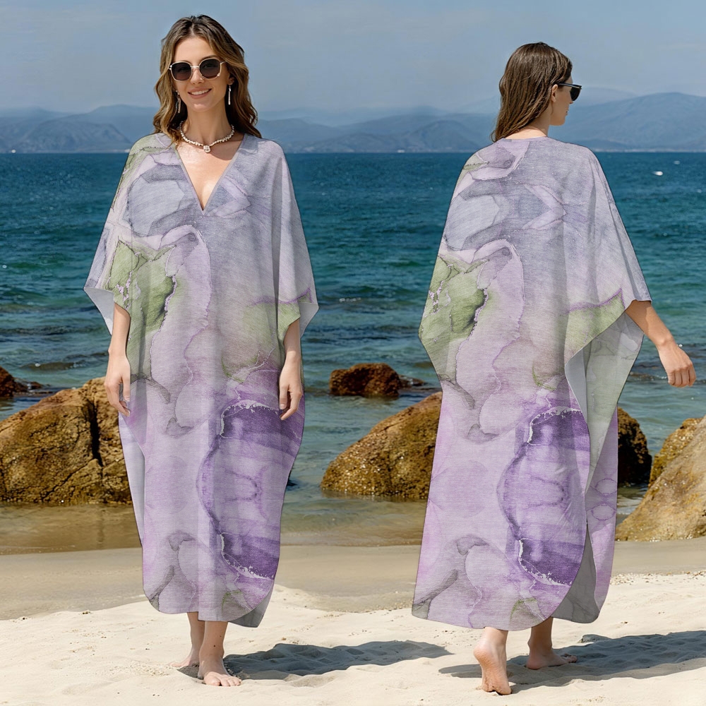 Watercolor Floral Kaftan Cover-up