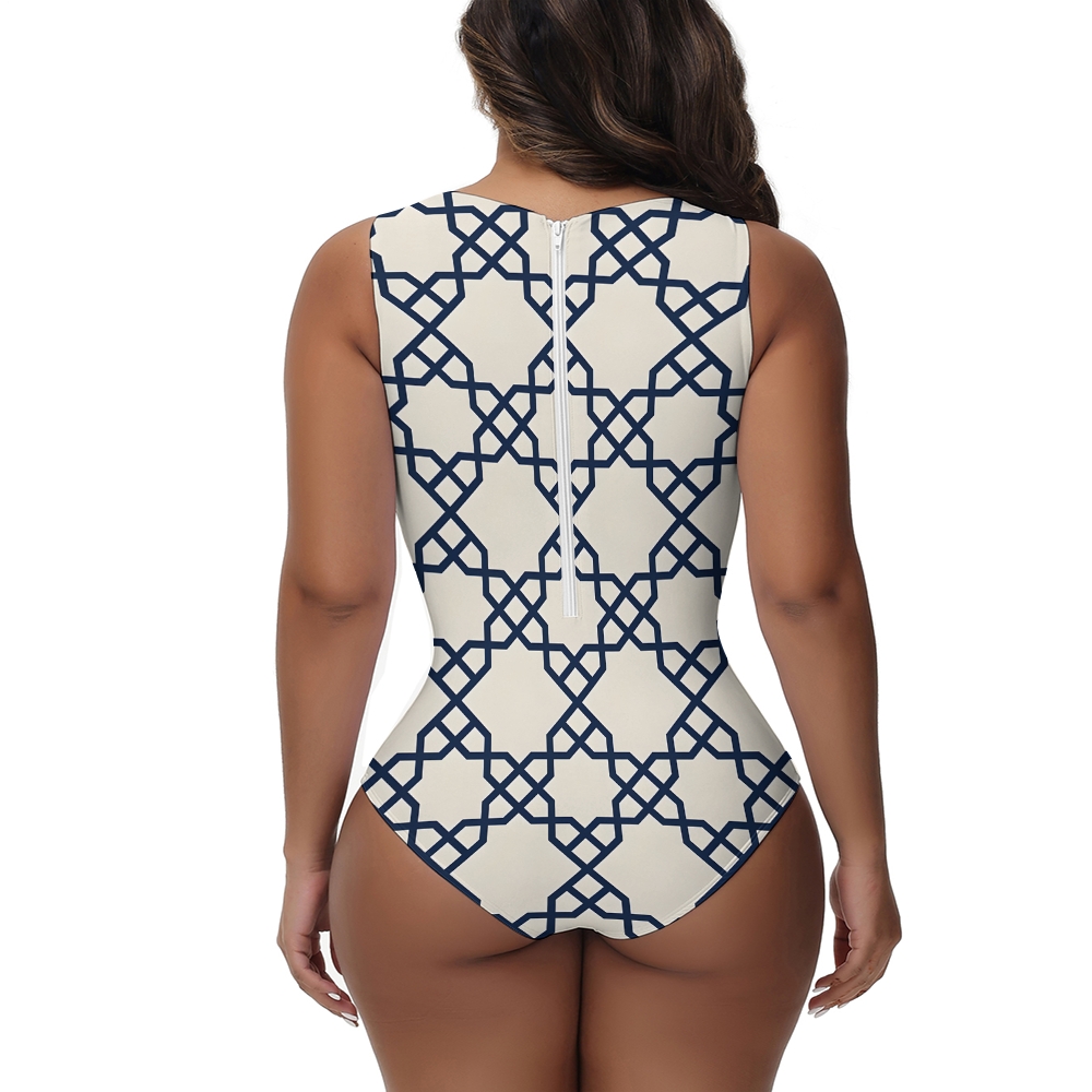 Modern Geometric One-Piece Swimsuit