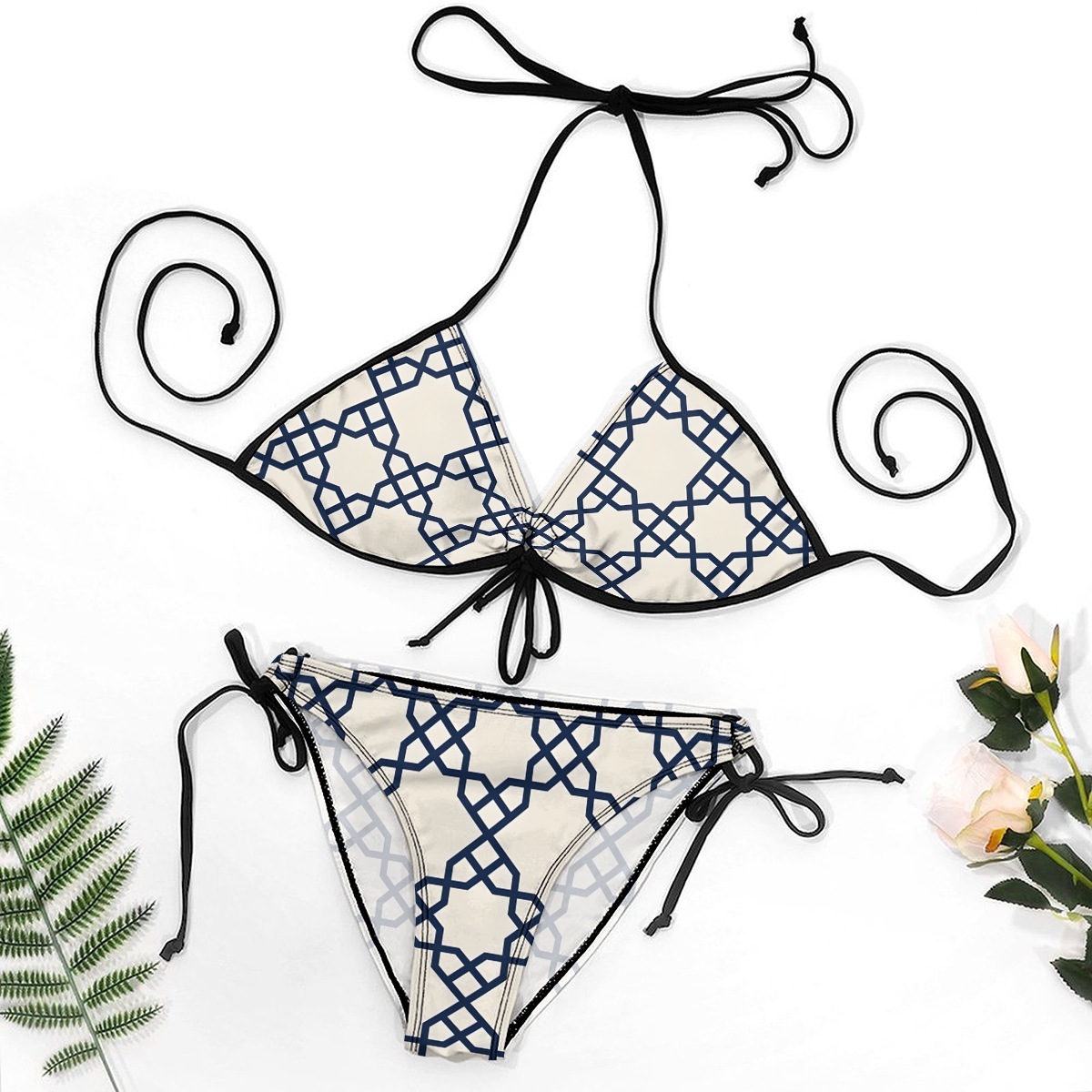 Geometric Printed Triangle Bikini