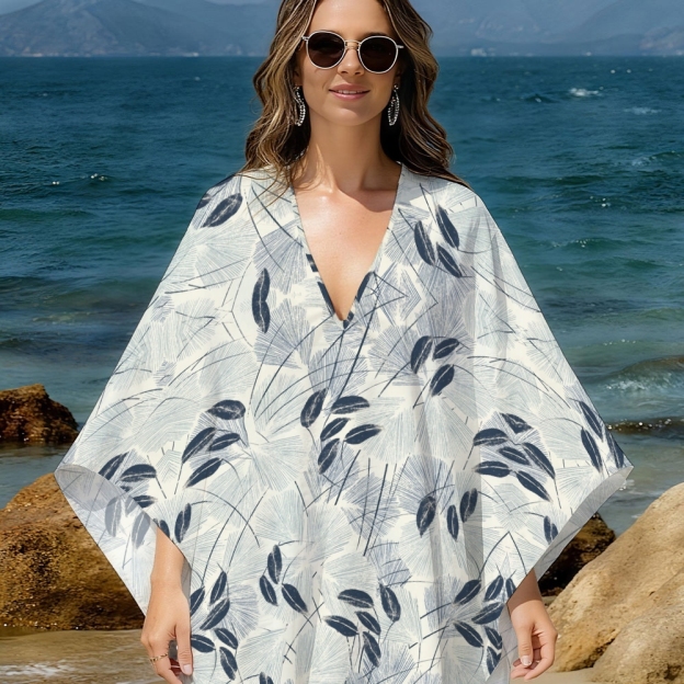 Botanical Leaf Kaftan Cover-up